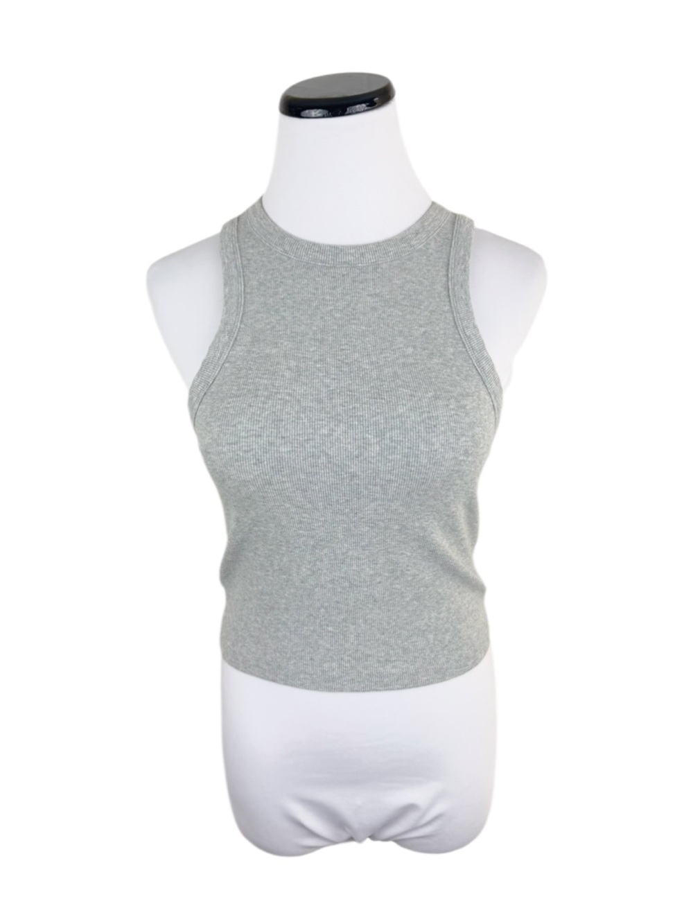 Edikted Gray Ribbed Crop Cotton Tank Top Size Large